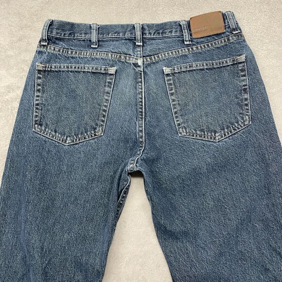 Wrangler Jeans Mens 34 Blue Denim Regular Fit Straight Distressed 31 Inseam - Picture 10 of 15